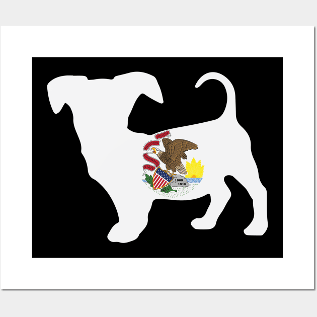 Chiweenie Dog Lover Illinois Flag Wall Art by ryanjaycruz